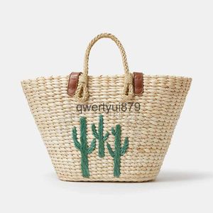 Bolsas de ombro Fasion Cactus Paern Raan Mulheres andbags Milho usk Tecido Soulder Casual Verão Beac Palha Cesta Bolsa Grande Tote PurseH2421