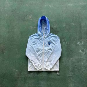 Autumn New Trapstar American Trendsetter Light Blue Gradient Long Sleeved Hooded Stormtrooper Trench Jacket