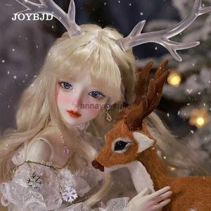 Bonecas joybjd janen bjd boneca 1/4 fantasia natal neve elf floco de neve padrão organza bainha transparente antler articulações boneca movida