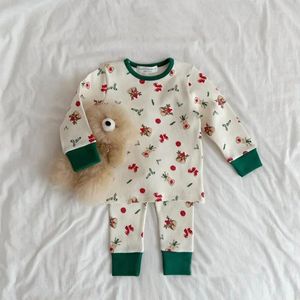 Conjuntos de roupas 8187 Baby Set Home Suit 2024 Outono Inverno Menina Roupas de Natal Moda Top Pant Boy's Two Piece