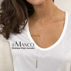 Chokers Emanco inte bleknar 3st minimalistiska rostfritt stålhalsband Kvinnor i lager kedjekokerhalsband för kvinnor hängsmycken smycken yq240201