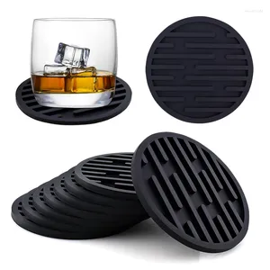 Table Mats Coffee Mat Thickened Draining Silicone Coaster Round Insulation Pad Tea Set Kitchen Bar Accessories