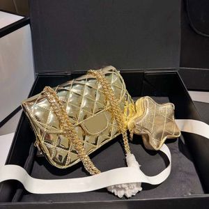 Woman Designer Messenger Man Wallet Patent Leather Metal Glitter Star Solid Color Chain Bag High Quality Handbag Shoulder Pur 411