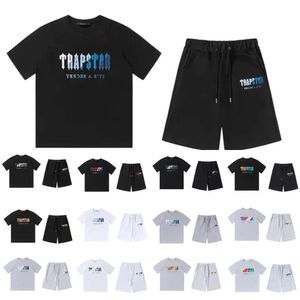 Trapstar Tracksuit Men's T Shirts Designer Embrodery Letter Black White Grey Rainbow Color Summer Sports Fashion Cord Cord Top Short Sleeve Size S M L XL OP