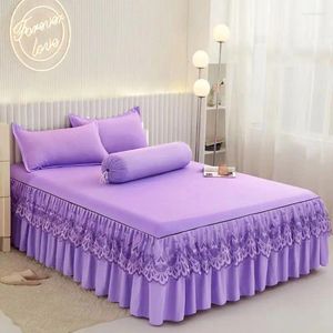 Yatak etek elbise dantel set yatak örtüsü tekstil katı yatak odası örtüleri yatak örtüleri toz kapağı yatak takımları