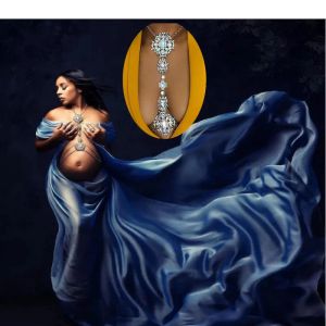 Collana con strass Boho, catena sul petto, collana in cristallo, catena per il corpo, per donne incinte, oggetti di scena per fotografia