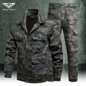 Terno camuflado de verão masculino, camisas finas de caça, jaqueta e calças cargo, tático militar de algodão respirável, terno com vários bolsos 240126