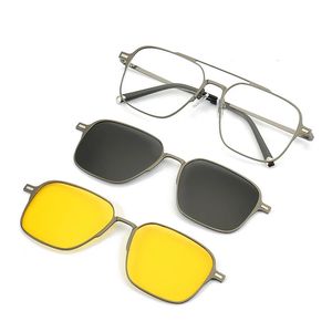 New Mens Myopic Glasses Frame Magnetic Absorption Set Free Polarization Clip Night Vision Clip Buy a Lens Frame Free Two Clips 240201