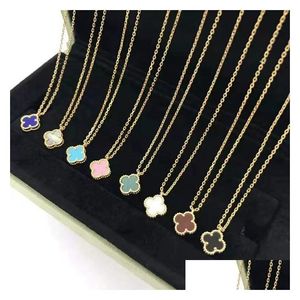 Pendant Necklaces 2023 Fashion New Clover Necklace Brand Mini Small Version Single Flower Mother Shell Pendant Gift 316L Titanium Stee Dh5Ns