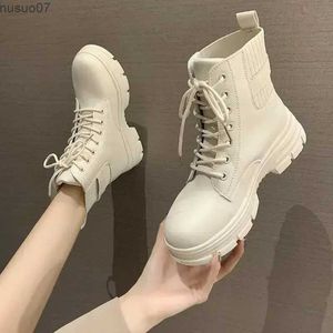 Botas 2023 novas botas para mulheres botas elásticas confortáveis moda botas de tornozelo de couro das mulheres estilo britânico plataforma botas curtas mujer