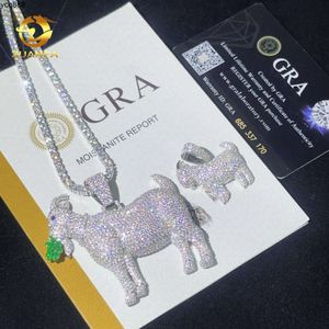 Hip hop jóias grande cabra pingente personalizado 18k banhado a ouro animal gelado moissanite diamante cabra hiphop pingente para neckl