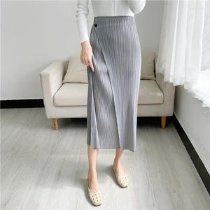 Skirts Miyake Pleated Skirt For Women 2024 Spring/Summer Fashion Casual Slim Fit Slimming All-Matching Korean Style