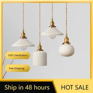 Pendant Lamps Ceramic Lights For Kitchen Dining Room Restaurant Hanging Lamp Modern White Ceiling Chandelier Home Indoor Bedroom El