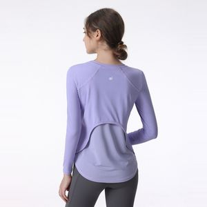 Al Spring och Autumn Yoga Dress Top Loose, Slim and Breattable Round Neck Fitness Sports Cover Up Women's Long Sleeved T-shirt