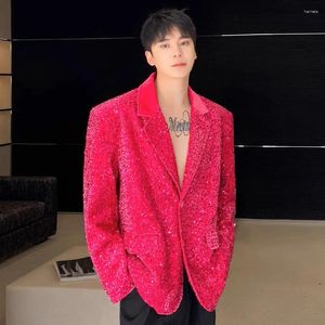 Men's Suits Men Retro Velvet Sequin Loose Casual Suit Jacket Blazer Man Vintage Dress Blazers Coat Party Stage Fashion Show Clothes Costumes