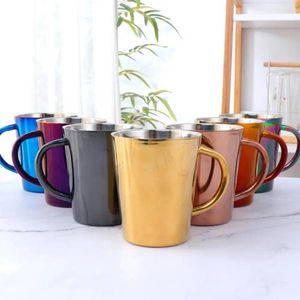 Mugs 300ml Stainless Steel Beer Wine Cup Rose Gold Tumbler Cocktail Juice Milk Metal Drinking Mug For Bar Outdoor Drinkware