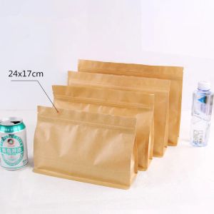 26x19x8cm All-Match stor kapacitet Stand Kraft Paper Food Packaging Zip Lock Pouch Present Candy Baking Snacks Biscuit Tea Package Storage Heat Heat Påsar