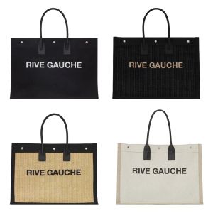 Saco de compras de praia Bolsa de designer de luxo Rive Gauche Tote Mens Weave Weekend Clutch Bags Womens Fashion Canvas Bagagem Crossbody Férias Gym Bolsa de Ombro