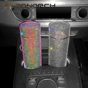 Thermoses SCAONORCH 500ml Diamond Thermos Bottle Stainless Steel Water Bottle Bling Rhinestones Vacuum Flasks Coffee Cup Car Tumbler