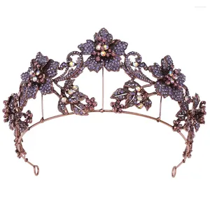 Saç klipleri barok antika kristal çiçek gelin tiara taç gelin headdress kraliyet kraliçesi rhinestone pageant diadem düğün aksesuarları