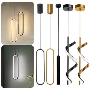 Lâmpadas pendentes Minimalista Alumínio Preto Long Strip Chandeliers para sala de estar Decoração de parede LED Pendurado Luz Pequeno Candelabro