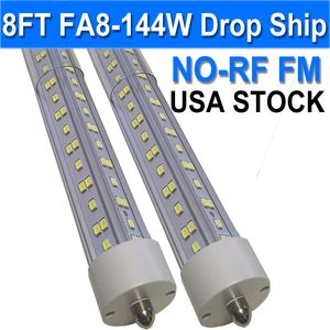 FA8 8ft LED -glödlampor, LED -butikslätt enstift, V -formad 8 fot LED -rörljus, T8 T12 FA8 LED -glödlampa, 90W 10000 lm, klar lock, fluorescerande rörbyte usastock