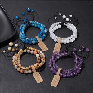 Strand 3pcs/Set Stone Bracelet 4 6 8mm Round Agates Tiger Eye Cat Beads Chakra Bracelets For Women Men Energy Bangles Jewelry Gift