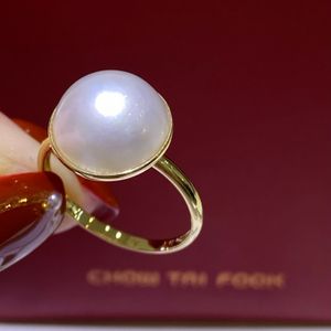 Jewelry 22090504 Ring Mabe 11-12mm Single Pearl Au750 Yellow Gold Plated Classic Must Have Celeb