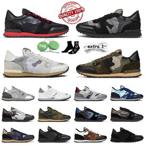 Rockrunner camo designer skor plattform sneakers topp läder kamouflage gummisula militär grön trippel svart vit grå kvinnor herr tränare sportstorlek 39-46 euro 39-46