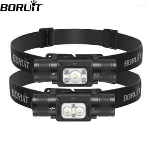 المصابيح الأمامية Boruit HP340/HP350 LED المصابيح الأمامية من النوع C إعادة شحن المصباح الأمامي القوي مقاوم للماء التخييم الفانج الطوارئ