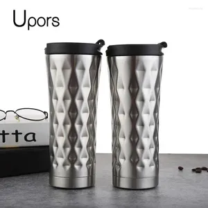 Mugs UPORS 500ML Stainless Steel Coffee Mug Personality Vacuum Cup Flask Insulated Water Bottle Travel