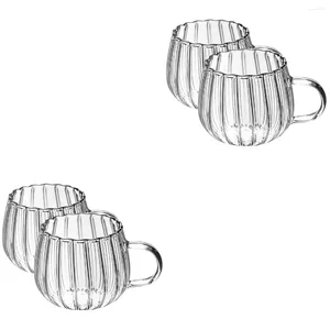 Mugs 4 Pcs Glass Pumpkin Cups Milk Clear Drinking Mug Exquisite Water Breakfast Juice Transparent Multi-function Office Garnish