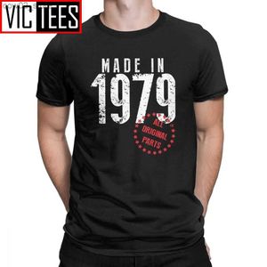 1979年に作られたメンズTシャツの男のオリジナルパーツバースデーTシャツノベルティクルーネックトップピュアコットンティーシャツブラックTシャツQ240201