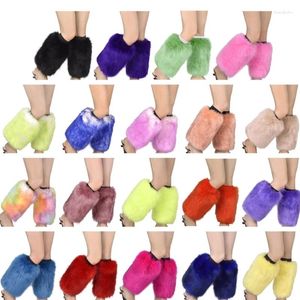 Women Socks Winter Vibrant Furry Harajuku Warm Leggings Cuffs Covers Faux Fur Calf Partywear