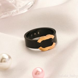 Luxury Ring Jewelry Designer Rings Women Love Ring Charms Black White 18K Gold Plated Fine Finger Ring