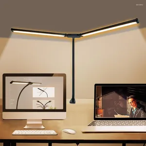 Tischlampen LED-Schreibtisch-Doppelkopf-Design 10 Stufen Dimmen 3 Farbmodi Augenschutzlampe für das Home Office (41 x 24 cm)