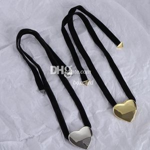 Black Rope Chokers Necklaces Luxury Heart Love Shaped Torques Necklaces Retro Gold Plated Pendants With Gift Box