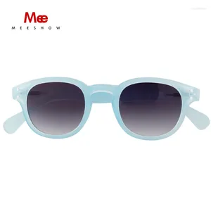 Óculos de sol meeshow marca 2024 homens mulheres retro moda azul design verão quadro redondo uv proteger óculos de sol polarizados