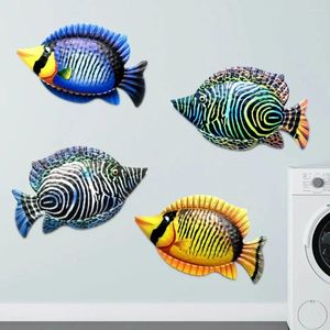 Dekorativa figurer Iron Fish Wall Art Ornaments Home Decoration Simulation Realistic Metal Hummingbird Lizard Sculptures Garden Statue