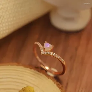 حلقات الكتلة 2024 الأوروبية الأمريكية S925 Sterling Silver Natural Stone Heart Ring Fashion متعددة الاستخدامات وبسيطة