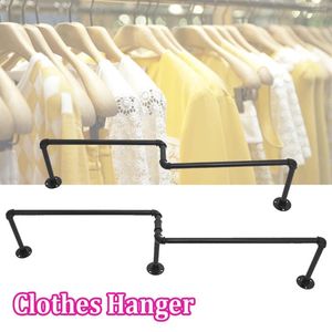 Hangers Retro Industrial Roll Clothes Hanger Organizer Iron Wall Mounted Pipe Storage Rack 1 Set Shelf 50Kg Bearing Tube