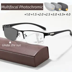 Óculos de sol progressivos óculos de leitura multifocal mulheres homens negócios óculos pochromic tr90 presbiopia óculos dioptria prescrição