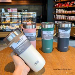 Thermos TYESO Tazza Termica Tazza da caffè in acciaio inossidabile Doppio thermos Bottiglia d'acqua Boccetta per vuoto Isolata Auto da viaggio Tazze di birra con cannuccia