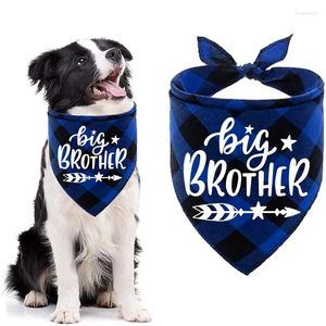 Hundkläder Big Brother Plaid Bandana Graviditetsmeddelande Kön avslöjar Po Prop Pet Scarf Accessories Scarves