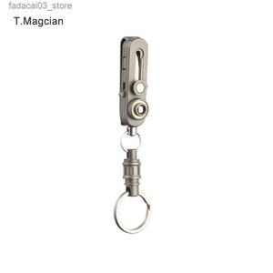 Chaveiros Lanyards Tmagic Criativo Luxo Titânio Chaveiro 360 Rotação Liberação Rápida com Chaveiro e Faca Carro Chaveiro Q240201