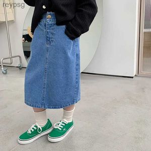 Skirts 5039C Children Clothes Girls Skirt 2023 Spring Summer Korean Hot Sale Girls Long Skirt Fashion Denim Skirt YQ240201