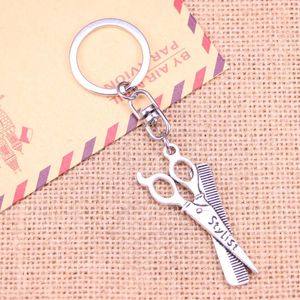 Keychains 20pcs Fashion Keychain 24x53mm Barber Scissor Comb Stylist Pendants DIY Men Jewelry Car Key Chain Souvenir For Gift