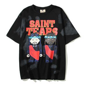 Saint tears Men's T-Shirts 2024 Designer trendy summer new vintage cartoon letter print mens and womens short sleeved T-shirt cotton half sleeved top short T