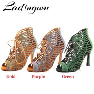 489 Kvinnor Ladingwu Latin Chameleon Glitter Salsa för Girls Ballroom Dancing Shoes Laser Dance Boots 240125 SS