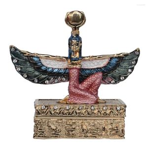 Bottles Egyptian Goddess Winged Isis Statue Golden Trinket Jewelry Box Figurine Miniature Birthday Gifts Ring Container